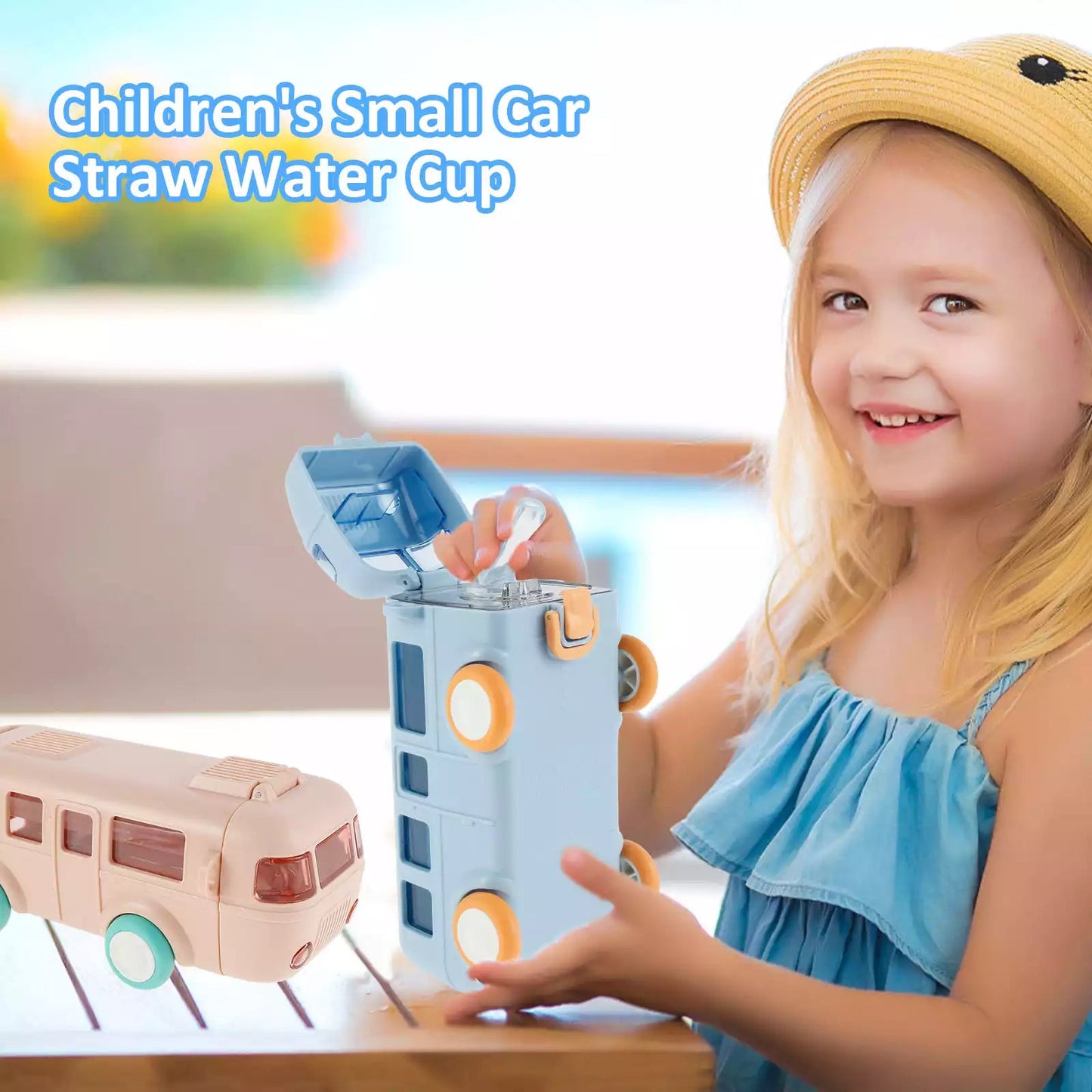 Bus Shape Water Bottle With Straw